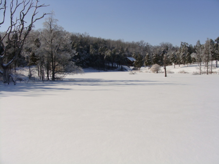 Our house taken from across our frozen lake