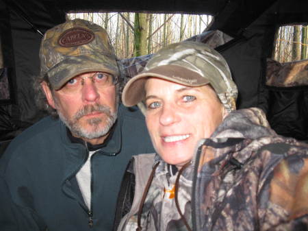 HUBBY AND ME HUNTING IN THE BLIND