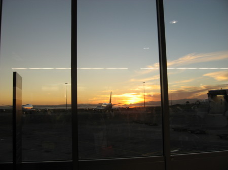 Sunset from airport upon arrival; Sydney Aus.