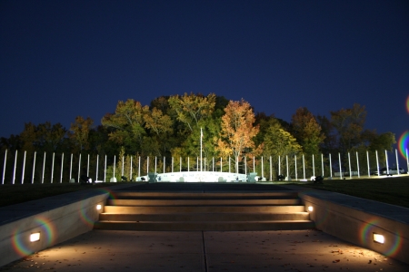 veterans wall of honor at nighttime