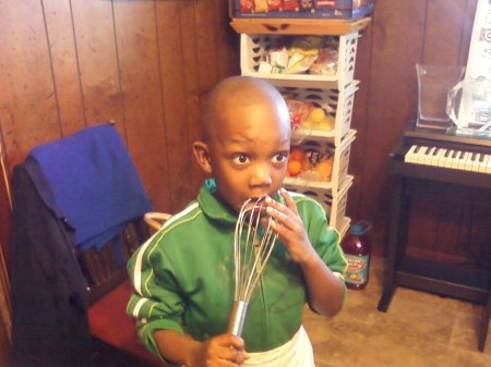 Allen making chocolate pudding