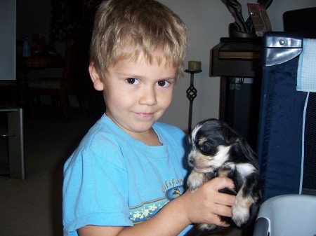 Alex first puppy Baxter 2006