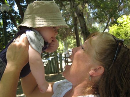 Nana having fun with Boston at the Zoo