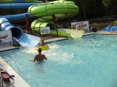 Slide at the campground with Ashley going down