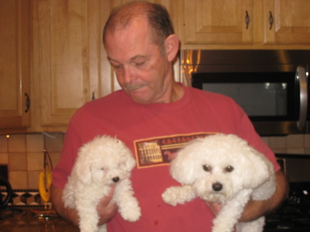 My husband Joe and our two bichons
