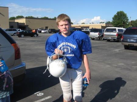 My son getting ready for a big game