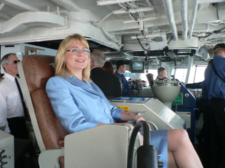 Fran at the helm of HMCS Calgary