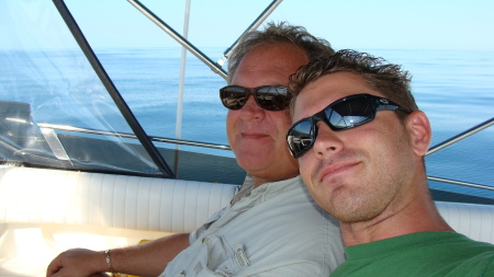 Me and my son Jeff out on the ocean.