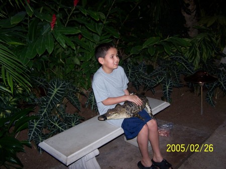 Ricky holding a gator