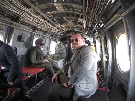 Brent in Chopper During Bush Visit