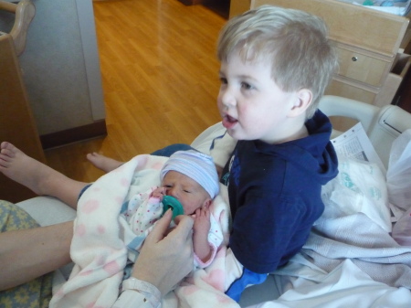 Tyler with baby sister Emily