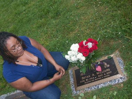 My daughter Rachael at husbands grave site