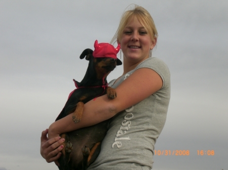 My Kristen with Texie the devil dog