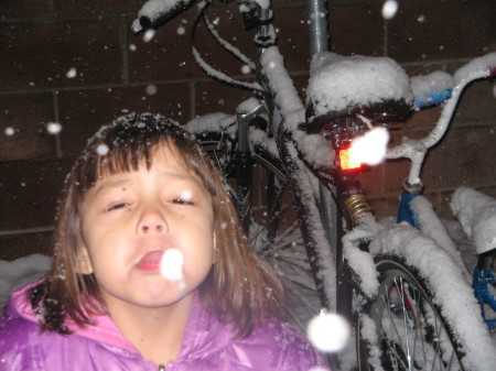 Keana trying to eat snow flakes...yummy!!!