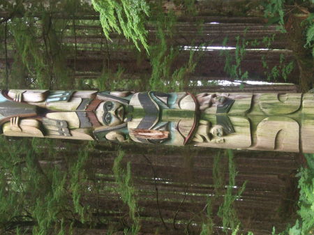 Old totem in woods of former native village