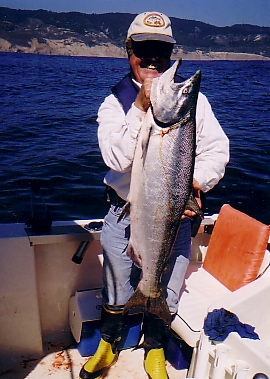 Salmon fishing outside San Francisco Bay.