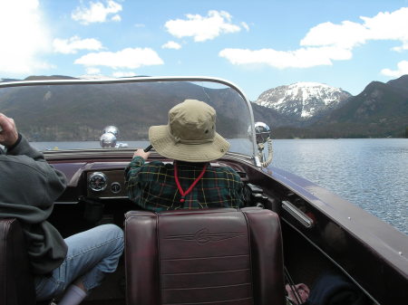 Andrew drivin' the boat at Grand Lake