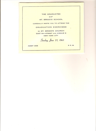 GRADUATION INVITE CARD CLASS OF '65