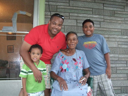 Me and my boys wit my grandmother.