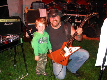 Taking a break with dad's band