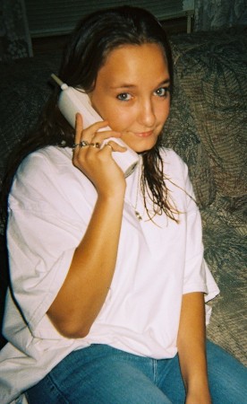 Samantha my daughter on the phone