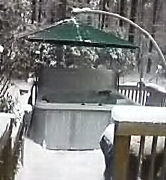 my hottub while snowing
