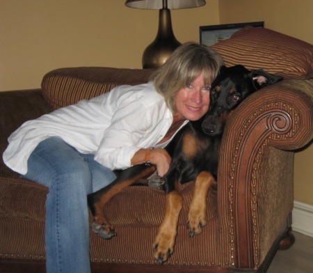 My doberman Max and I at home