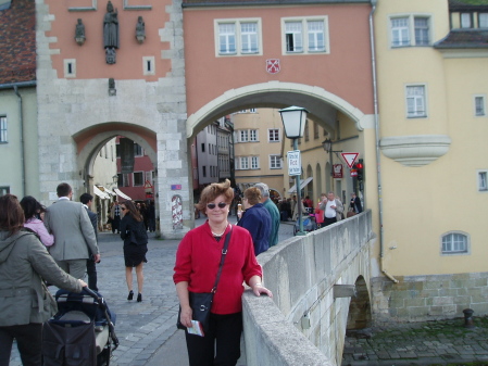 Regensburg, Germany on bridge