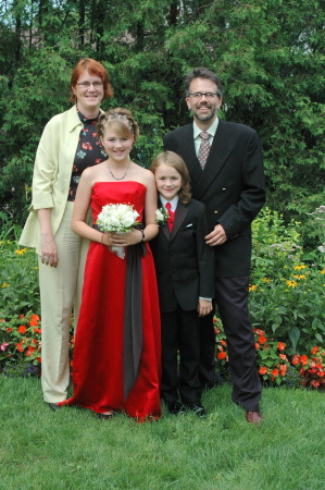 Beth, the kids and me at my sister's wedding