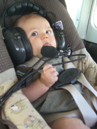 Son Sean going for a ride in our plane