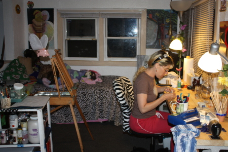 My wife in her studio