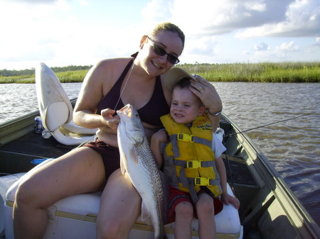 Delia and Aydan, this was his first fish, wow!