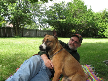 Me and Boone in the backyard, June 27, 2009