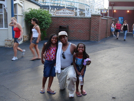 Me and my girls at 6 flags of Georgia