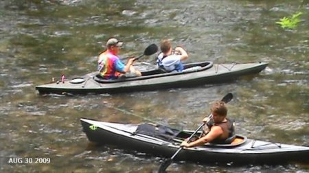Grandsons Zach & Drew kayaking with dad Mike
