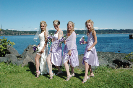 The girls hamming it up at Holly's wedding.