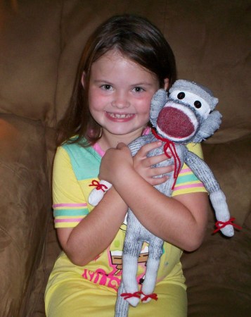 Kelsey's first sock monkey.