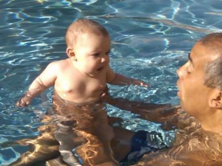 Teaching Aiden to swim 6 months old - June 09