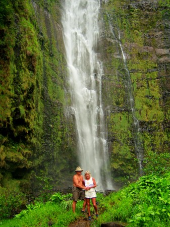dee & boo at waimoku falls haleakala