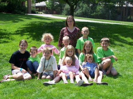 Aunt Judy with 11 of the 12 nieces and nephews