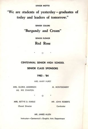 6/16/83 Commencement Program Inside