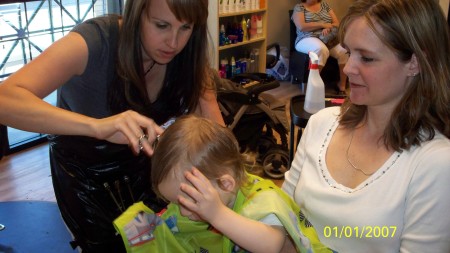 cutting his hair