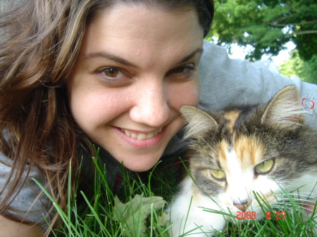 Our daughter, Mandi, with our cat, Cali