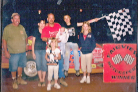 Buster w/me and the kids in Winners Circle