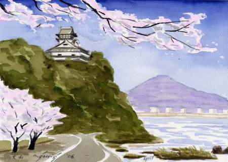 Cherry blossoms and Inuyama Castle