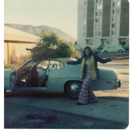 my first car and my roomate, Connie ; NAU 1974