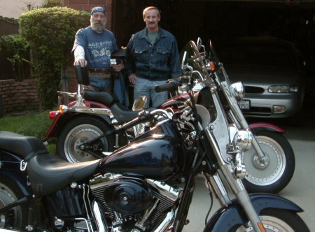 Brother Denis and Doug with their Harleys 07