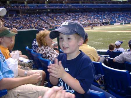 Luke and the family inside the stadium