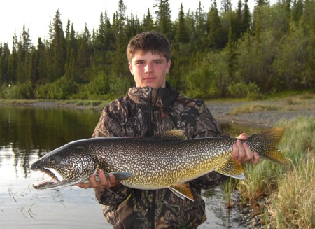 My son fishing for lake trout