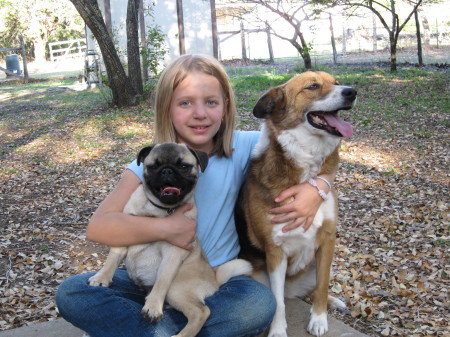 Rachel with our dogs.